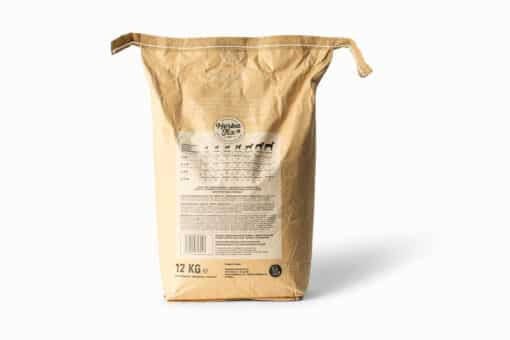 Achterkant verpakking Herbafix Goed Begonnen puppyvoer zak 12kg