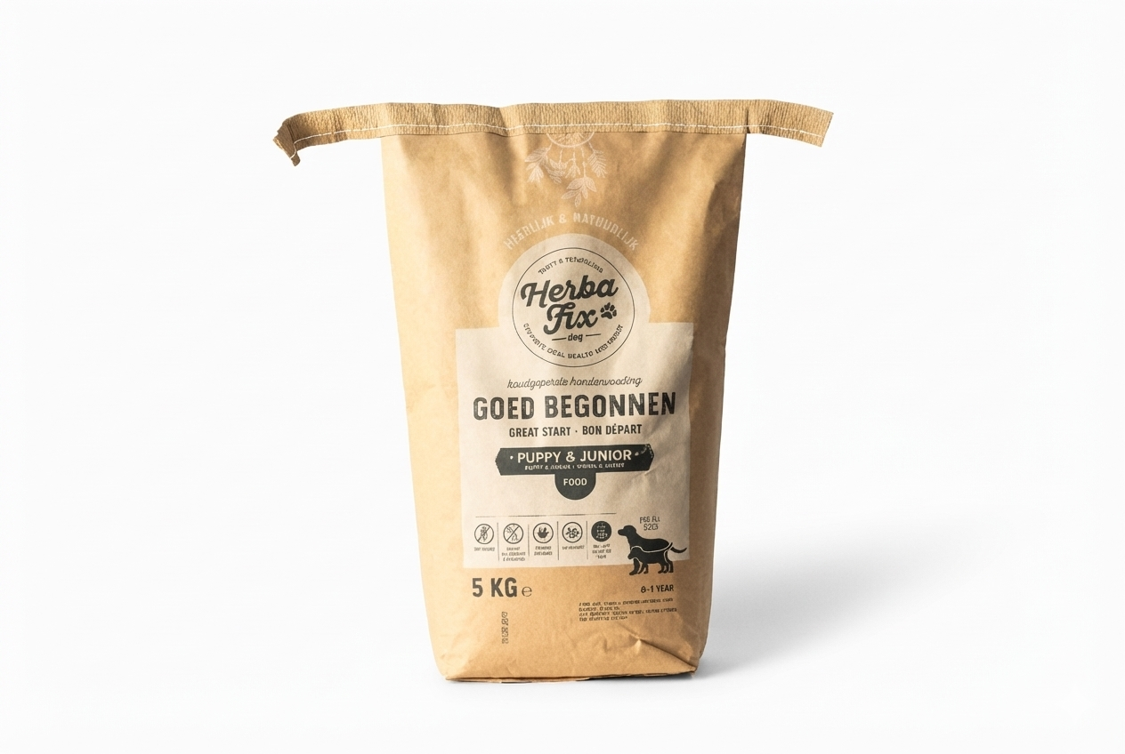 Middelgrote zak Herbafix puppyvoer 5kg voor jonge honden